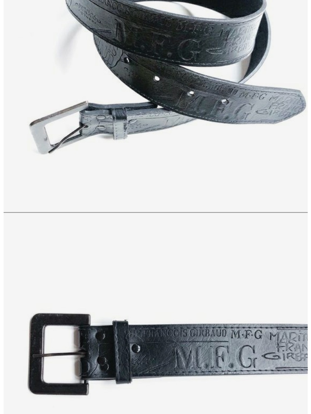 Marithe Francois Girbaud Black Leather Belt with Matte Black Buckle